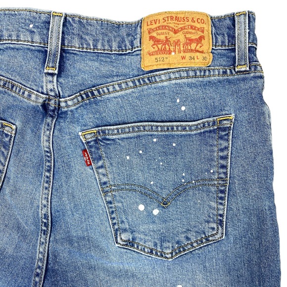 Levi's Cutoff Jean Shorts Women's Unisex 33" x 5.5" Stretch Denim Paint Splatter - Picture 5 of 12